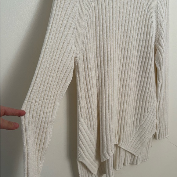 Eileen Fisher Cream Ribbed High-Low Organic Sweater Women’s Medium Chic EUC - Picture 2 of 7